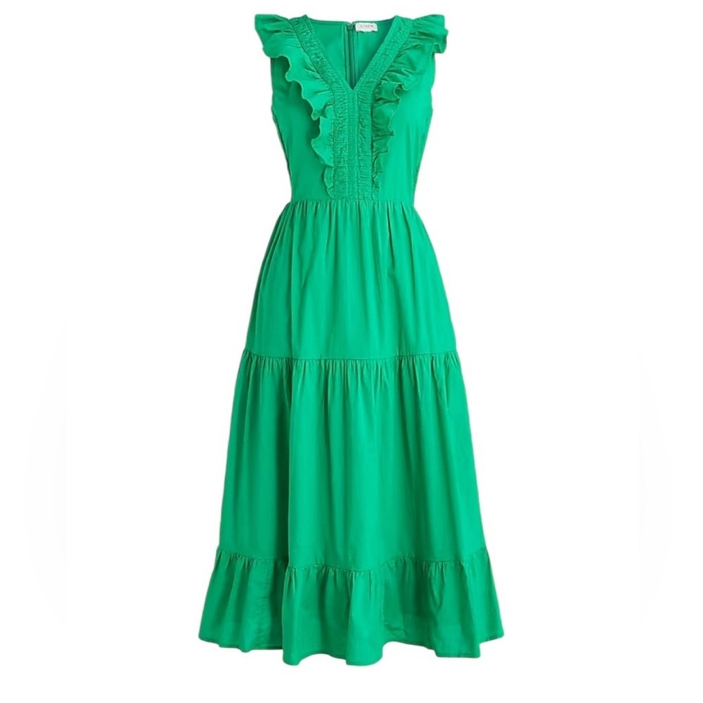 V-neck smocked midi dress
